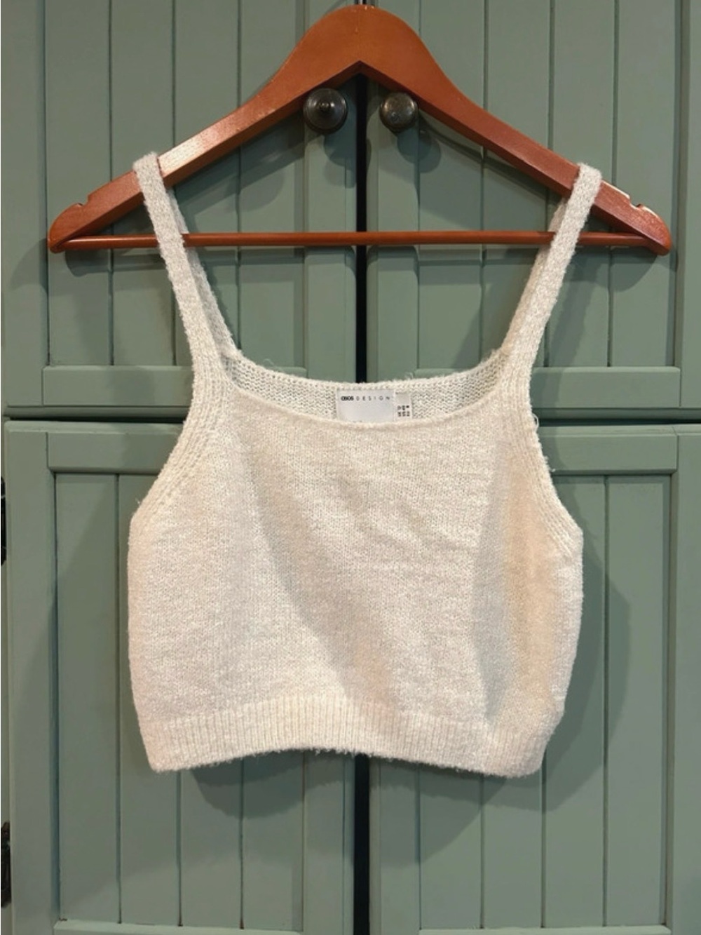 ASOS Cream Knit Crop Tank Top